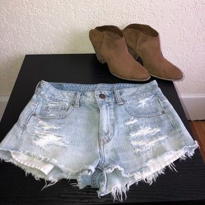 High waisted jean shorts